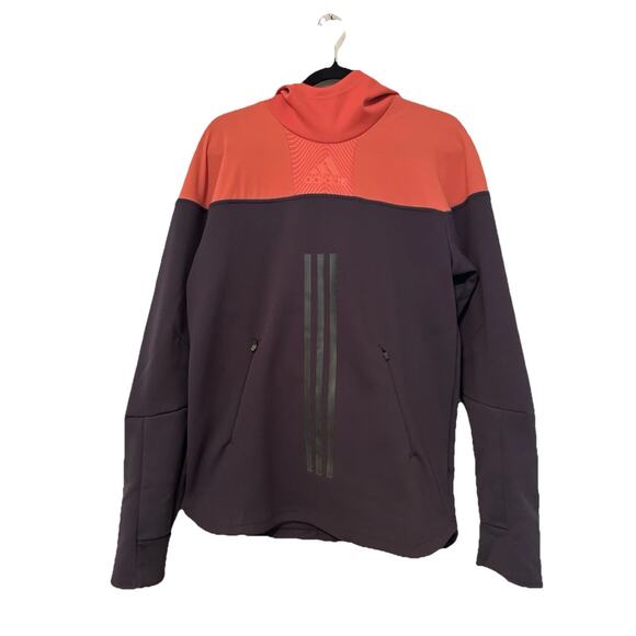 Mens Adidas Athletics ID Amplifier Hoodie Grey Orange Pullover Size S - Picture 1 of 12